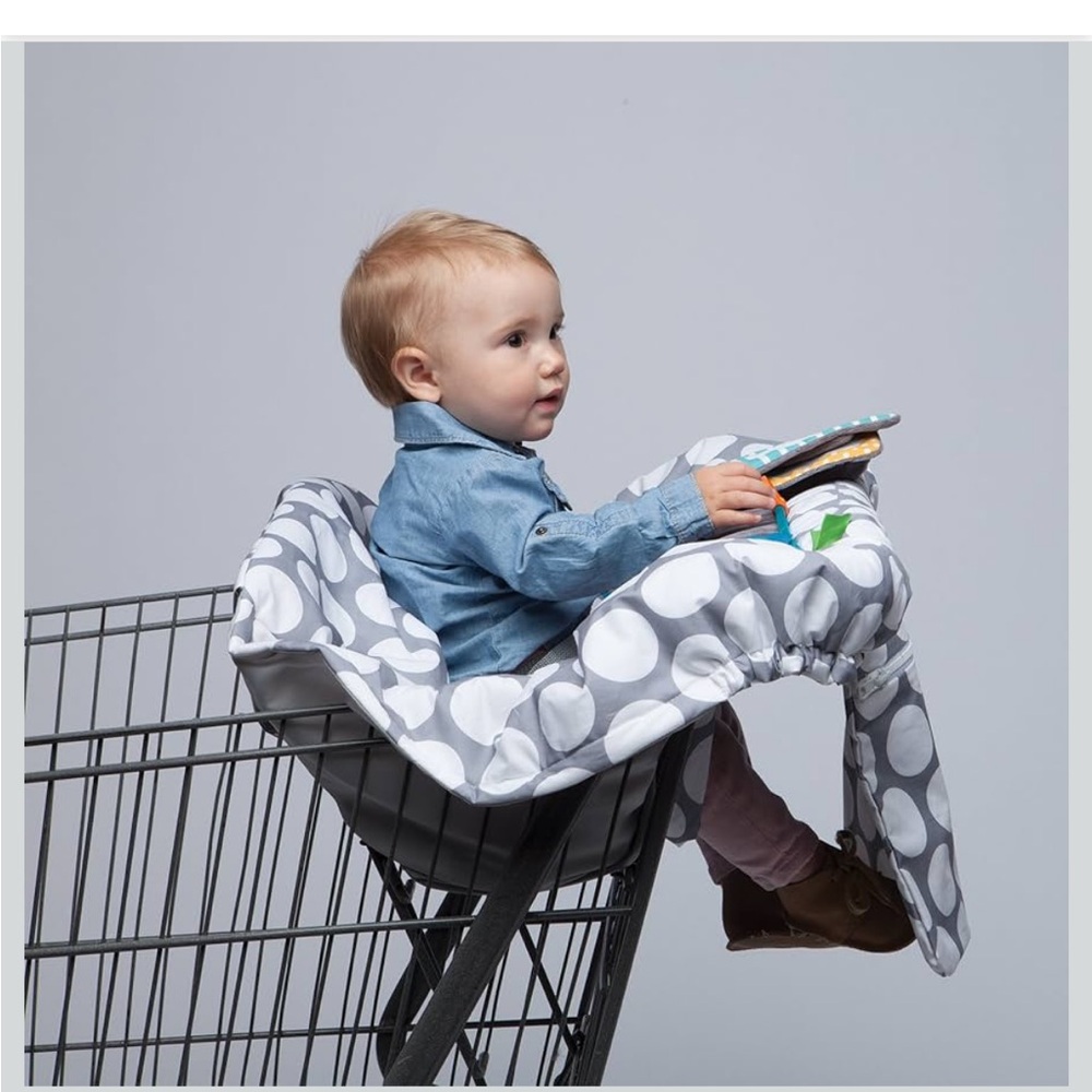 NEW Boppy Gray Jumbo Dot Shopping Cart & high chair Cover